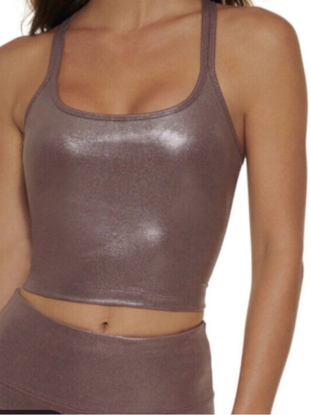 Calvin Klein Shimmery Mauve Metallic Sports Bra Crop Top